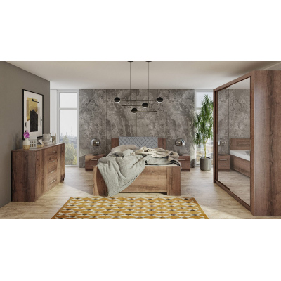 Ložnicová sestava s postelí 160x200 CORTLAND 2 - dub monastery / šedá ekokůže