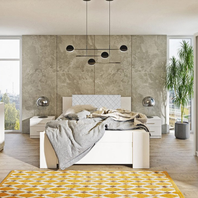 Ložnicová sestava s postelí 160x200 CORTLAND 1 - bílá / bílá ekokůže