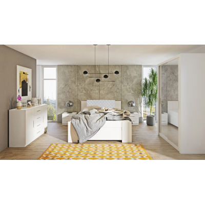 Ložnicová sestava s postelí 160x200 CORTLAND 1 - bílá / bílá ekokůže