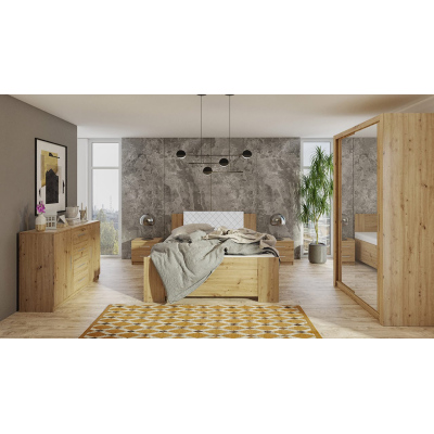 Ložnicová sestava s postelí 160x200 CORTLAND 1 - dub artisan / bílá ekokůže
