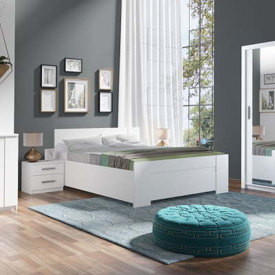 Ložnicová sestava s postelí 160x200 CORTLAND 1 - bílá / černá ekokůže