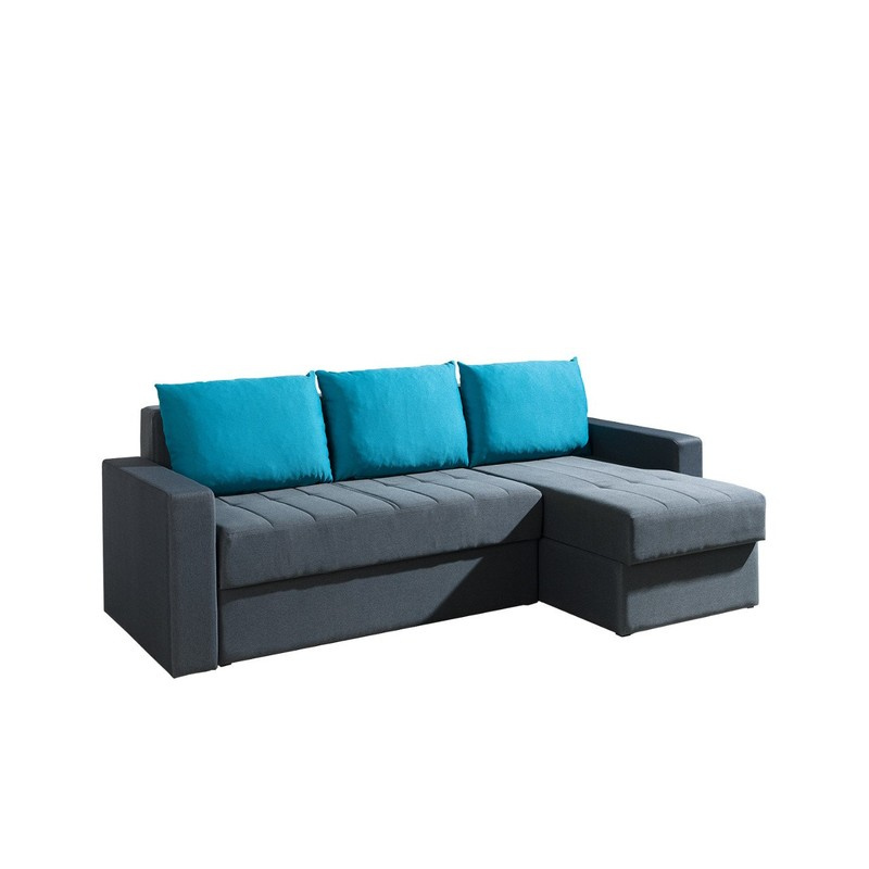 Rohová sedačka s úložným prostorem DELAWARE - šedá / modrá