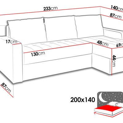 Rohová sedačka s úložným prostorem DELAWARE - hnědá / béžová