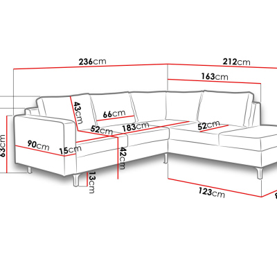 Rohová sedací souprava CHOWAN 3 - bílá ekokůže / dub artisan, pravý roh