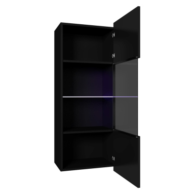 Prosklená závěsná vitrína CHEMUNG - černá / lesklá černá