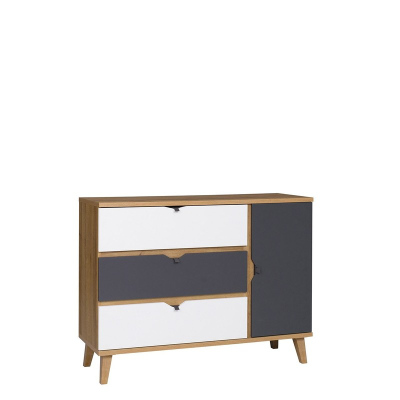 Kombinovaná komoda VISTA - dub zlatý / bílá / grafit