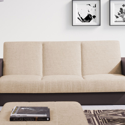 Rozkládací pohovka BURBANK - hnědá ekokůže / béžová