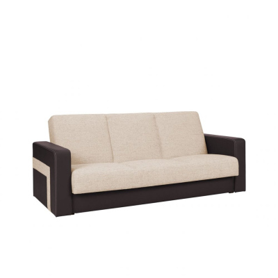 Rozkládací pohovka BURBANK - hnědá ekokůže / béžová