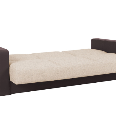 Rozkládací pohovka BURBANK - hnědá ekokůže / béžová