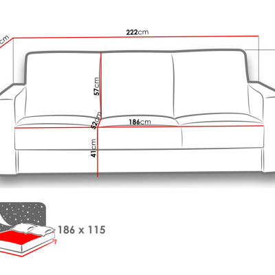 Rozkládací pohovka BURBANK - hnědá ekokůže / béžová