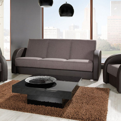 Rozkládací pohovka RENTON 1 - hnědá ekokůže / hnědá