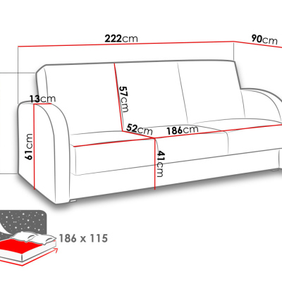 Rozkládací pohovka RENTON 1 - hnědá ekokůže / hnědá