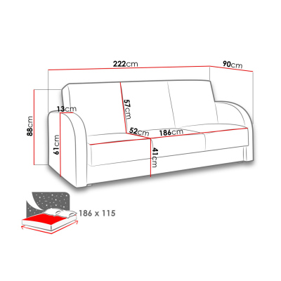 Rozkládací pohovka RENTON 1 - hnědá ekokůže / hnědá