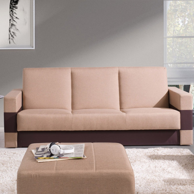 Rozkládací pohovka RIALTO - hnědá ekokůže / béžová