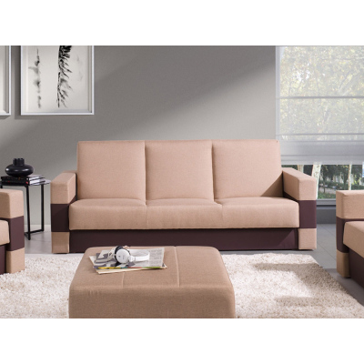 Rozkládací pohovka RIALTO - hnědá ekokůže / béžová