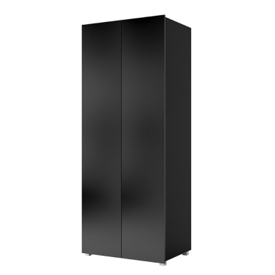 Šatní skříň 80 cm CHEMUNG - černá / lesklá černá