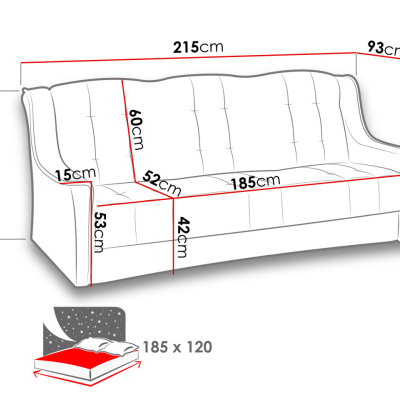 Rozkládací pohovka s úložným prostorem DAVENPONT - černá / šedá