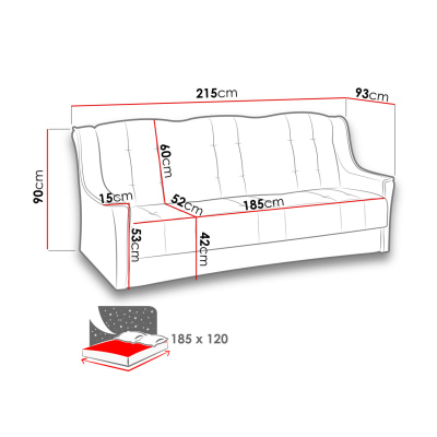 Rozkládací pohovka s úložným prostorem DAVENPONT - černá / šedá