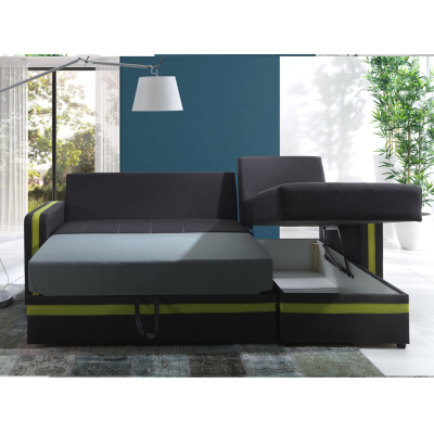 Rohová rozkládací sedací souprava SPARKS 2 - černá / modrá