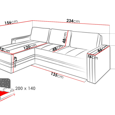 Rohová rozkládací sedací souprava SPARKS 2 - černá / modrá