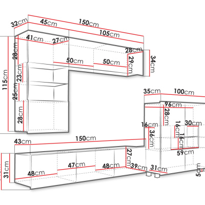 Obývací stěna CHEMUNG 3 - dub zlatý