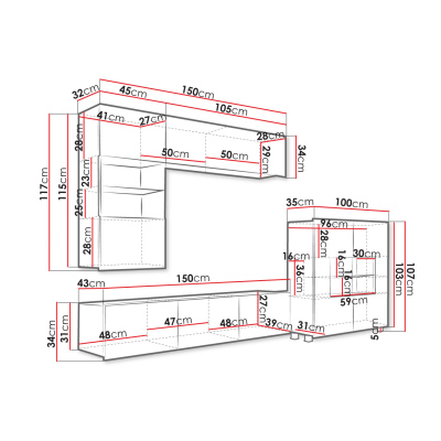 Obývací stěna CHEMUNG 3 - dub zlatý