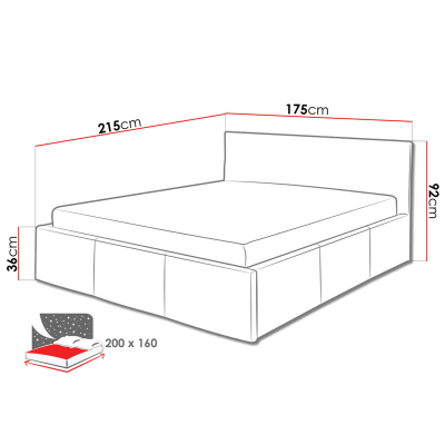 Manželská postel 160x200 CHEMUNG - bílá ekokůže
