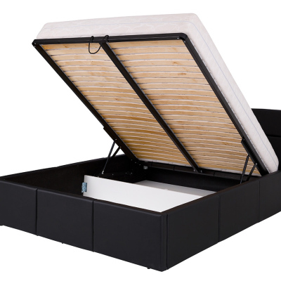 Manželská postel 160x200 CHEMUNG - šedá ekokůže