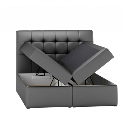 Kontinentální postel LUCIA - 200x200, šedá + topper ZDARMA