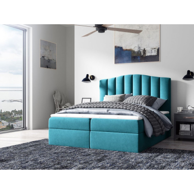Kontinentální postel LUCIA - 200x200, modrá + topper ZDARMA