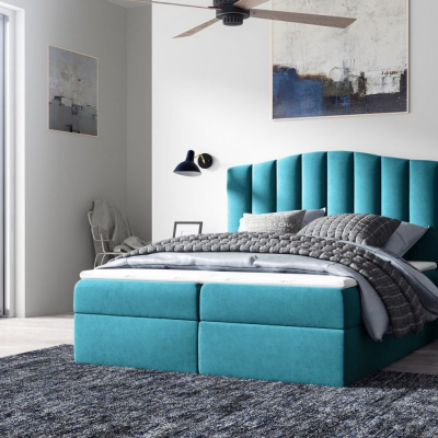 Kontinentální postel LUCIA - 180x200, modrá + topper ZDARMA
