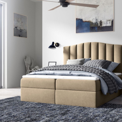 Kontinentální postel LUCIA - 180x200, béžová + topper ZDARMA