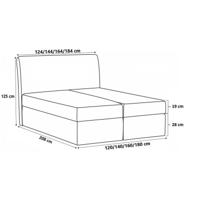 Kontinentální postel LUCIA - 120x200, černá + topper ZDARMA