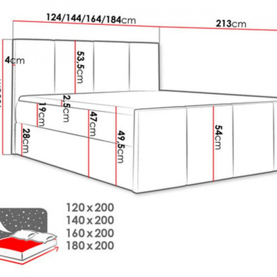 Postel s matrací a roštem LOLA - 160x200, světle šedá 1 + topper ZDARMA