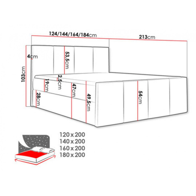 Postel s matrací a roštem LOLA - 160x200, světle šedá 1 + topper ZDARMA