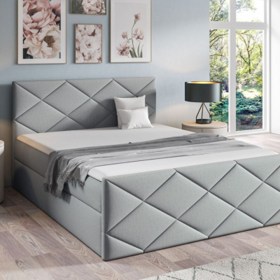 Postel s matrací a roštem HALKA - 180x200, světle šedá 2 + topper ZDARMA