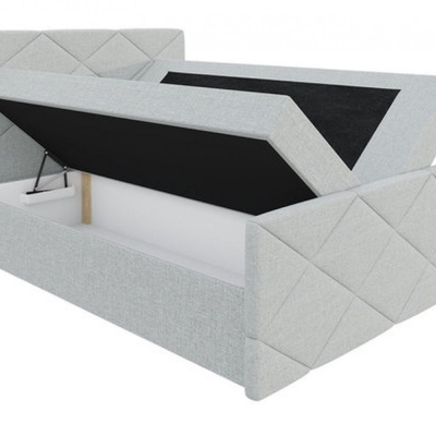 Postel s matrací a roštem HALKA - 180x200, bílá eko kůže + topper ZDARMA