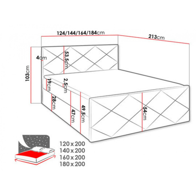 Postel s matrací a roštem HALKA - 180x200, zelená 1 + topper ZDARMA