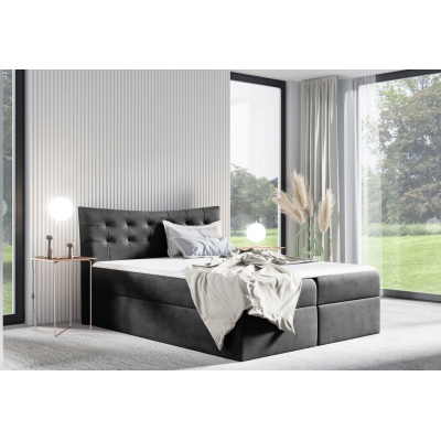 Čalouněná postel HILA - 160x200, šedá + topper ZDARMA