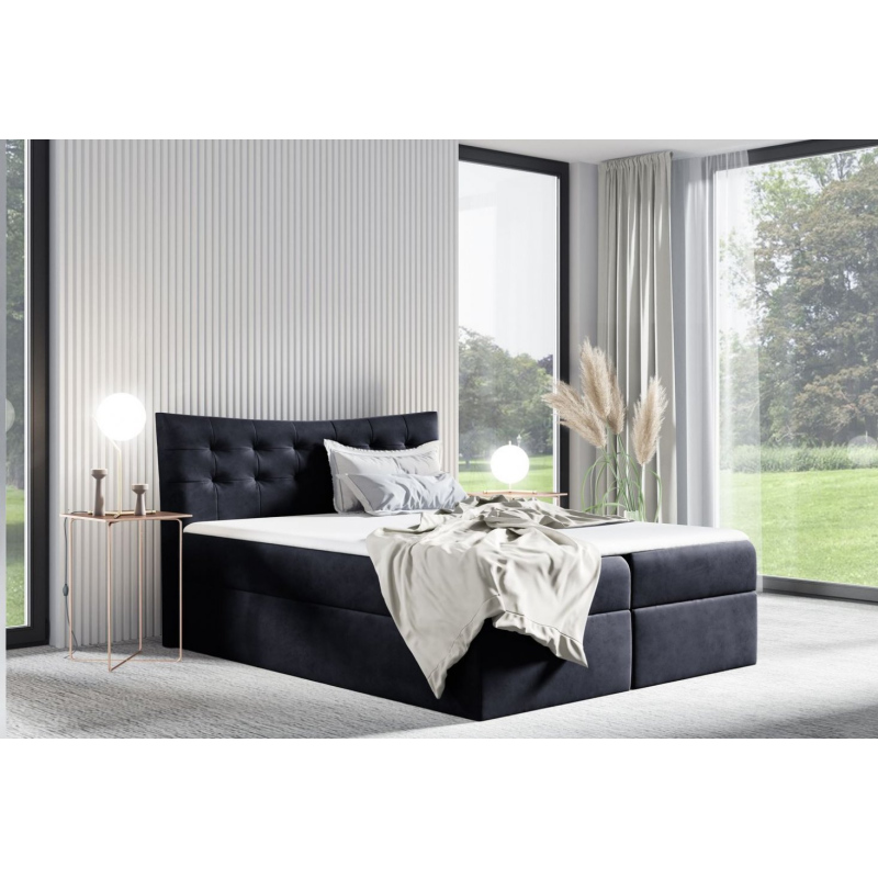 Čalouněná postel HILA - 160x200, černá + topper ZDARMA
