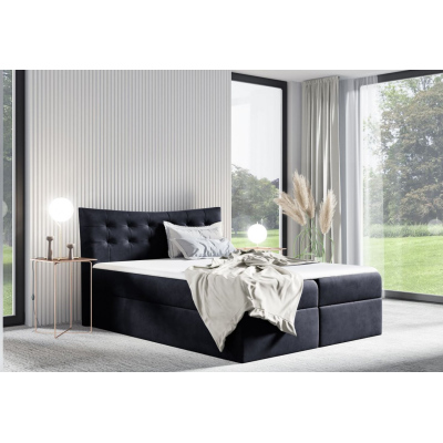 Čalouněná postel HILA - 160x200, černá + topper ZDARMA