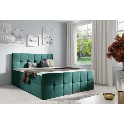 Manželská postel CHLOE - 200x200, zelená 2 + topper ZDARMA