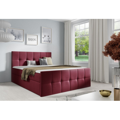 Manželská postel CHLOE - 200x200, vínová + topper ZDARMA