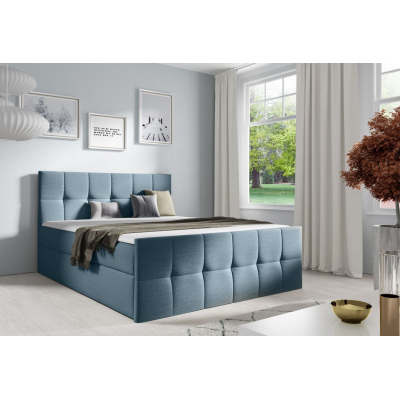 Manželská postel CHLOE - 200x200, modrá 1 + topper ZDARMA