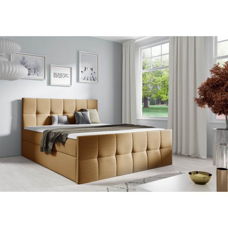 Manželská postel CHLOE - 200x200, světle hnědá + topper ZDARMA