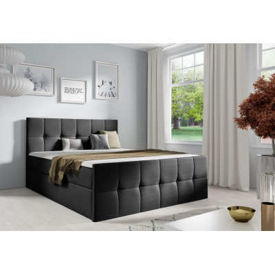 Manželská postel CHLOE - 200x200, černá + topper ZDARMA