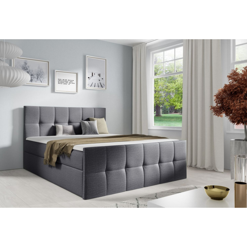 Manželská postel CHLOE - 200x200, šedá + topper ZDARMA