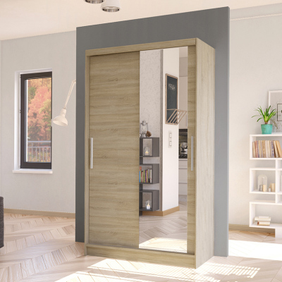Moderní šatní skříň BRUNO 6 - šířka 100 cm, dub sonoma