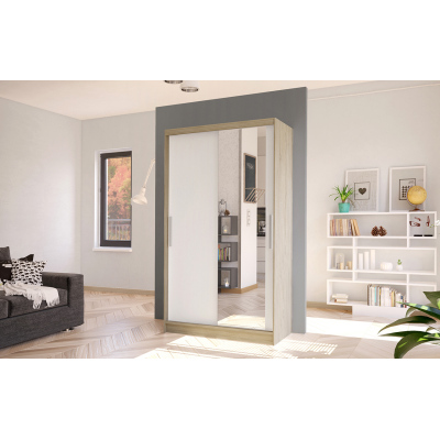 Moderní šatní skříň BRUNO 6 - šířka 100 cm, dub sonoma / bílá