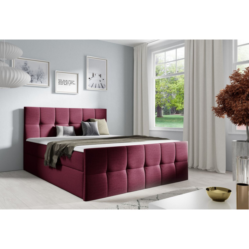 Manželská postel CHLOE - 200x200, červená + topper ZDARMA